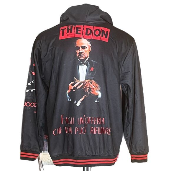 Members Only “ The God Father” Black Full Graphics Hoodie Sz L - Picture 2 of 8